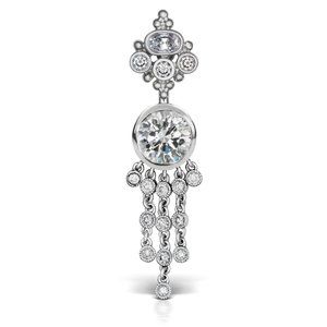 MARIA TASH CZ Crown 5mm 14 Gauge Navel Bar Ring Piercing 14K White Gold $995
